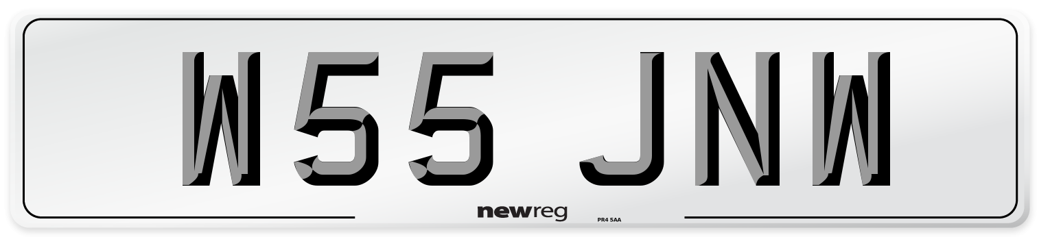 W55 JNW Number Plate from New Reg